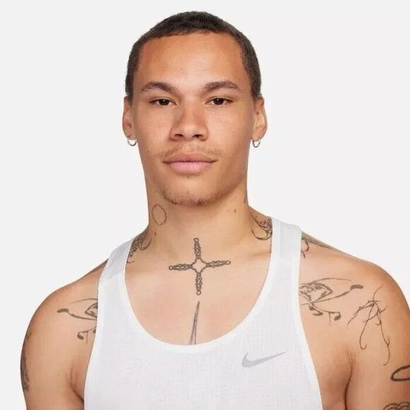 Nike Fast Dri-FIT single Tank Top Summit White running racing Men XL FN4229-121 - Picture 2 of 8